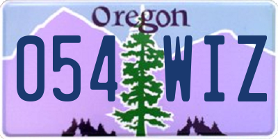 OR license plate 054WIZ