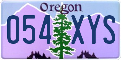 OR license plate 054XYS