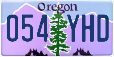 OR license plate 054YHD