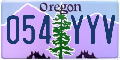 OR license plate 054YYV