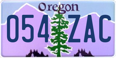 OR license plate 054ZAC