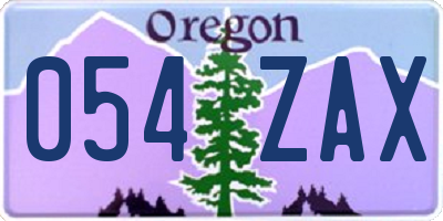 OR license plate 054ZAX