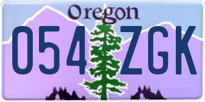 OR license plate 054ZGK