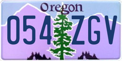 OR license plate 054ZGV
