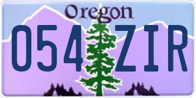 OR license plate 054ZIR