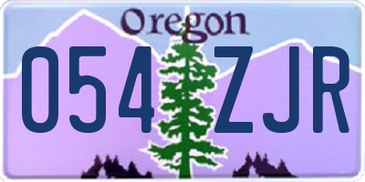 OR license plate 054ZJR
