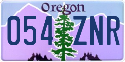OR license plate 054ZNR