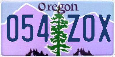 OR license plate 054ZOX