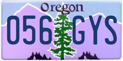 OR license plate 056GYS