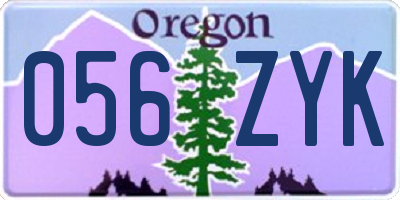 OR license plate 056ZYK
