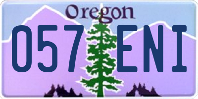 OR license plate 057ENI