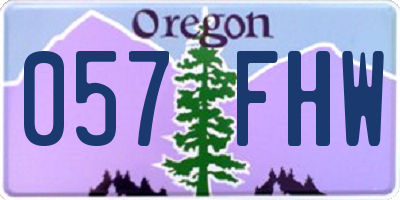OR license plate 057FHW