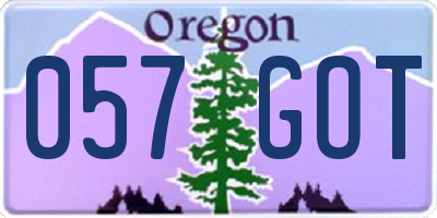 OR license plate 057GOT