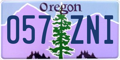 OR license plate 057ZNI
