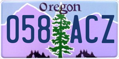 OR license plate 058ACZ