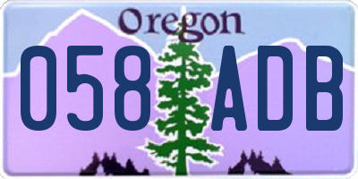 OR license plate 058ADB