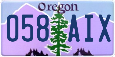 OR license plate 058AIX