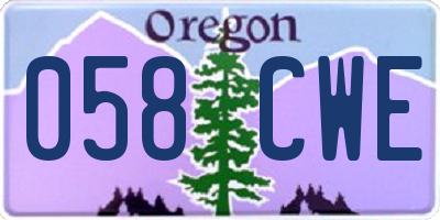 OR license plate 058CWE