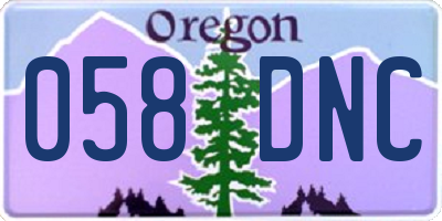 OR license plate 058DNC