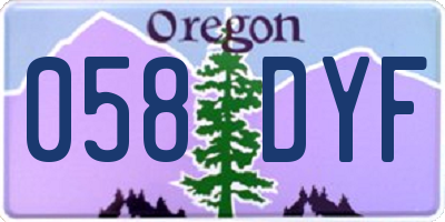 OR license plate 058DYF