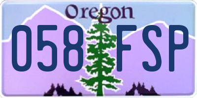 OR license plate 058FSP