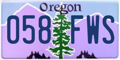 OR license plate 058FWS