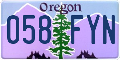 OR license plate 058FYN