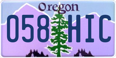 OR license plate 058HIC