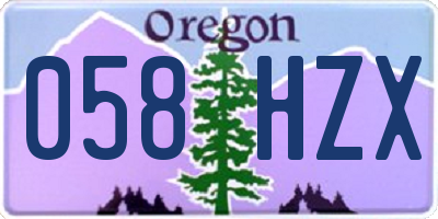 OR license plate 058HZX