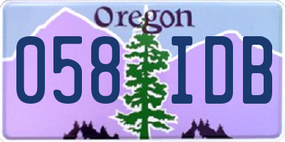 OR license plate 058IDB