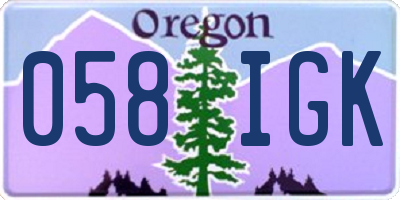OR license plate 058IGK
