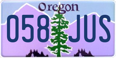 OR license plate 058JUS