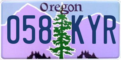 OR license plate 058KYR