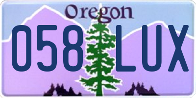 OR license plate 058LUX