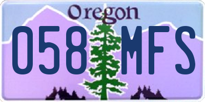 OR license plate 058MFS