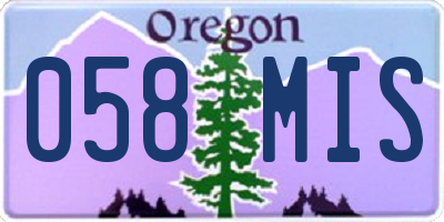 OR license plate 058MIS