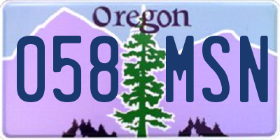OR license plate 058MSN