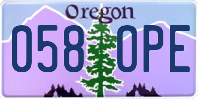 OR license plate 058OPE