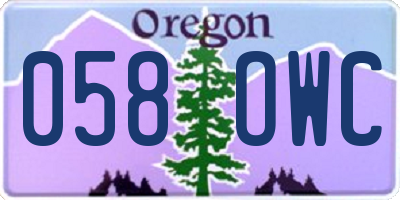 OR license plate 058OWC