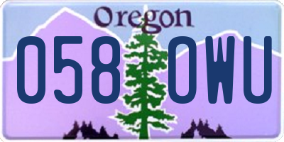 OR license plate 058OWU