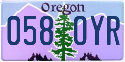 OR license plate 058OYR