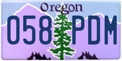 OR license plate 058PDM