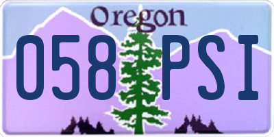 OR license plate 058PSI