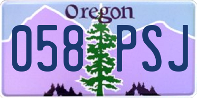 OR license plate 058PSJ
