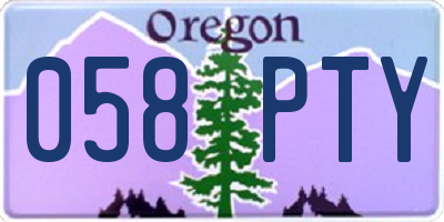 OR license plate 058PTY