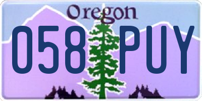 OR license plate 058PUY