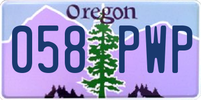 OR license plate 058PWP