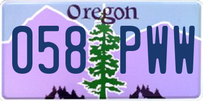 OR license plate 058PWW