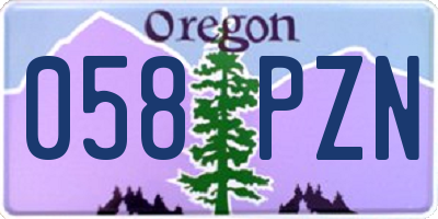 OR license plate 058PZN