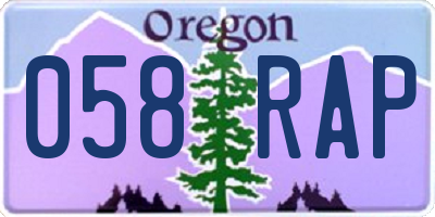 OR license plate 058RAP